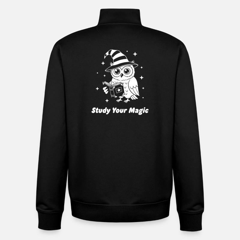 Magic owl learns magic - Unisex Organic Zip Sweatshirt by Stanley/Stella - black