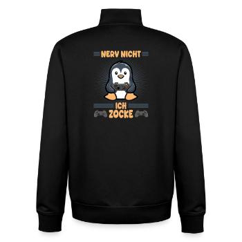 nerv nicht ich zocke gamen - Unisex Organic Zip Sweatshirt von Stanley/Stella - Schwarz - Hinten - AI Model Male 185 light (185cm)