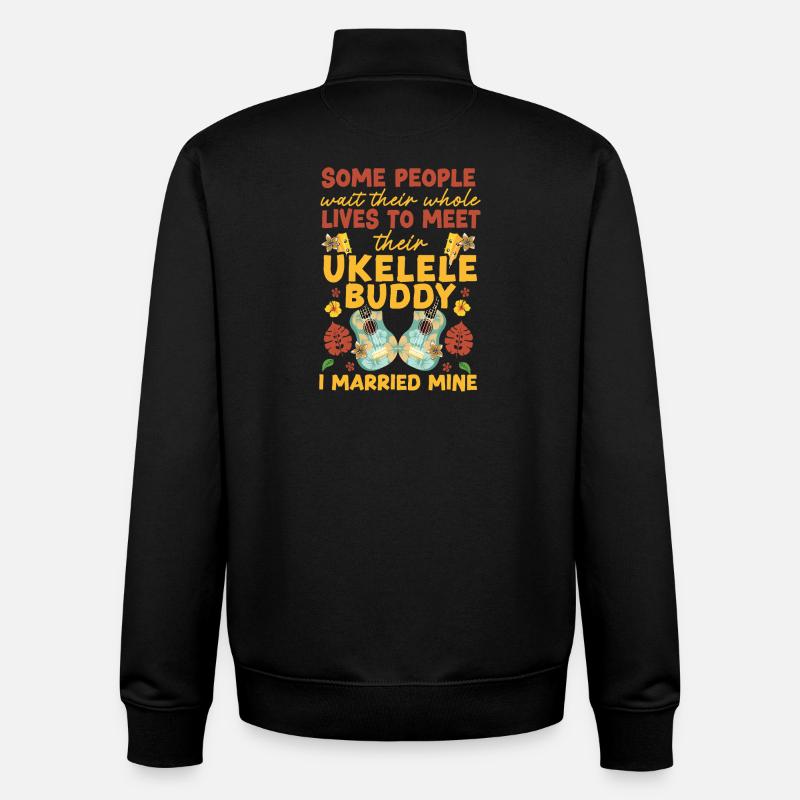 Ukulélé hawaïen Ukulélé Mari Épouse - Sweat zippé unisexe en coton bio Stanley/Stella - noir