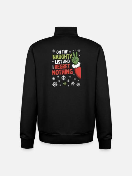 Naughty List I Regret Nothing - Unisex Organic Zip Sweatshirt by Stanley/Stella - black