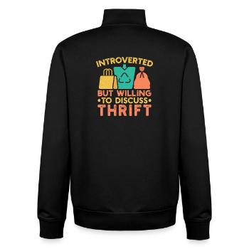 Thrift Shopper Introverted But Willing Discuss - Unisex Organic Zip Sweatshirt von Stanley/Stella - Schwarz - Hinten - AI Model Male 185 light (185cm)