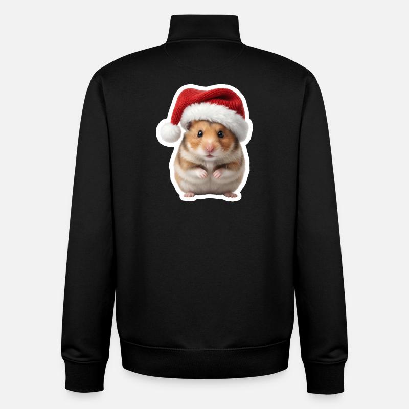 Doux Hamster - Doux Noël - Sweat zippé unisexe en coton bio Stanley/Stella - noir