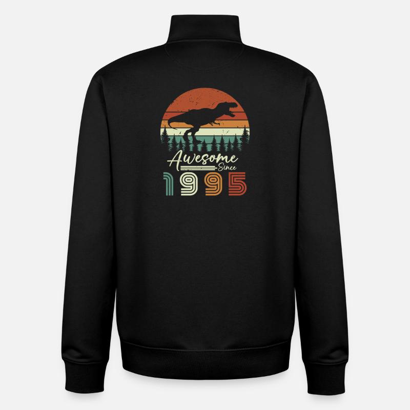 awsome_since_dinaseur_1995 - Sweat zippé unisexe en coton bio Stanley/Stella - noir