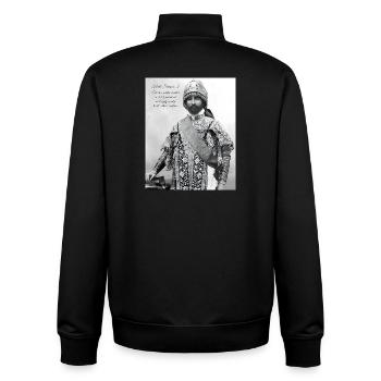 Haile Selassie I Jah Rastafari Rasta Reggae Racines - Sweat zippé unisexe en coton bio Stanley/Stella - noir - Dos - AI Model Male 185 light (185cm)