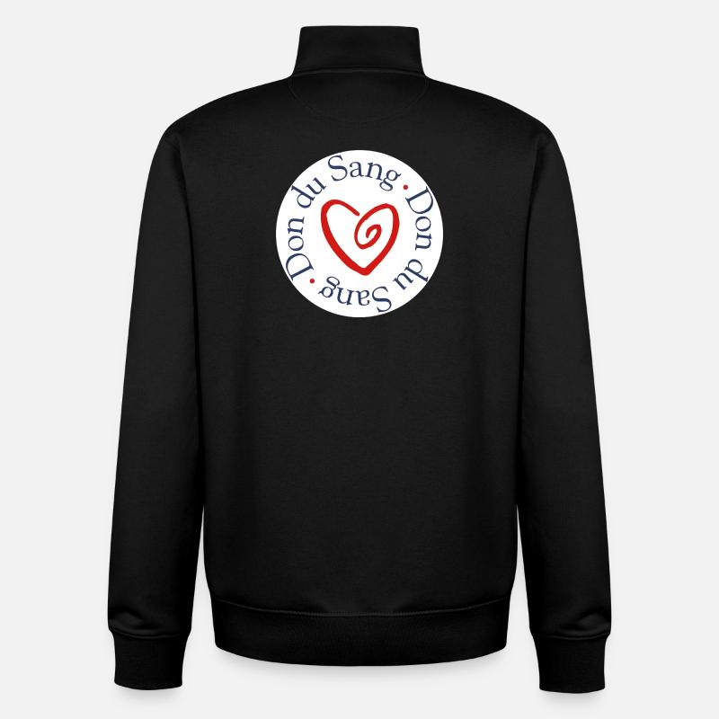 Don du Sang Coeur Solidaire - Sweat zippé unisexe en coton bio Stanley/Stella - noir