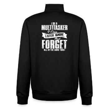 ICH BIN EIN MULTITASKER, ICH KANN ZUHÖREN, IGNORIEREN UND VERGESSEN - Unisex Organic Zip Sweatshirt von Stanley/Stella - Schwarz - Hinten - AI Model Male 185 light (185cm)