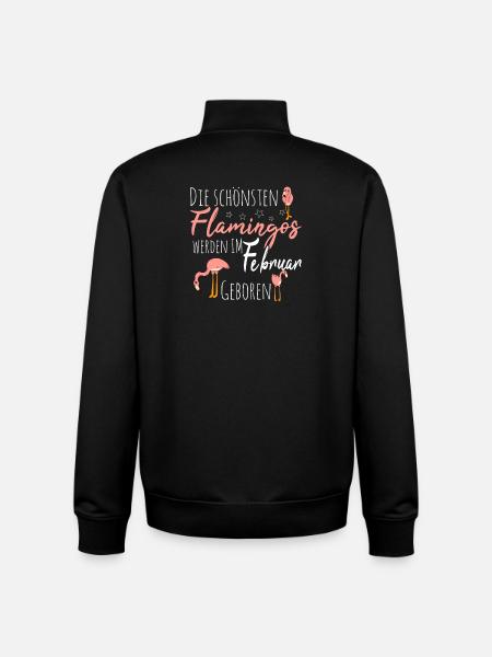 February Birthday Flamingo Saying Funny - Unisex Organic Zip Sweatshirt by Stanley/Stella - black