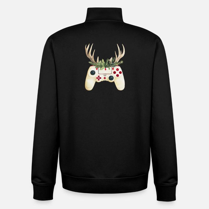 Weihnachtscontroller mit Hirschgeweih - Unisex Organic Zip Sweatshirt von Stanley/Stella - Schwarz