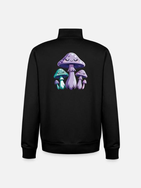Champignons rêveurs violets - Sweat zippé unisexe en coton bio Stanley/Stella - noir