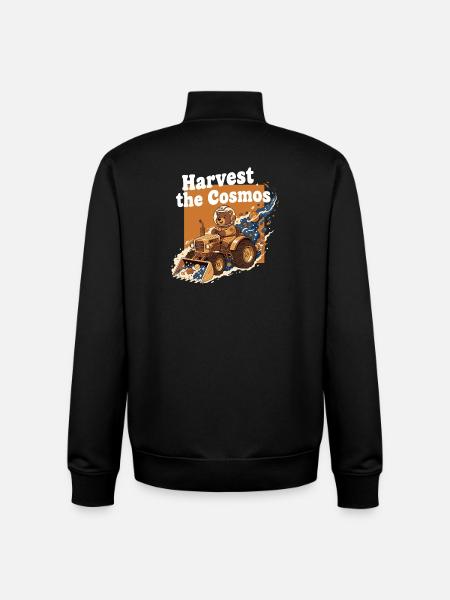 Kosmosernte Bär auf Traktor - Unisex Organic Zip Sweatshirt von Stanley/Stella - Schwarz