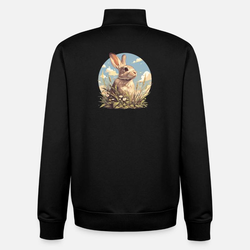 Lapin Lapin - Sweat zippé unisexe en coton bio Stanley/Stella - noir