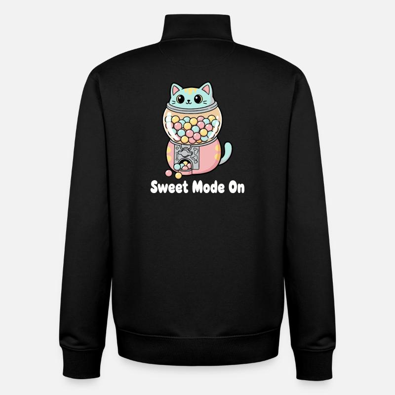 Pastel Cat Gumball Machine - Unisex Organic Zip Sweatshirt by Stanley/Stella - black