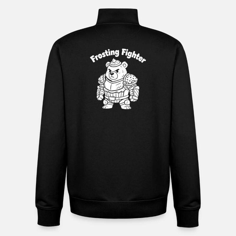 Ours Combattant Glaçé - Sweat zippé unisexe en coton bio Stanley/Stella - noir