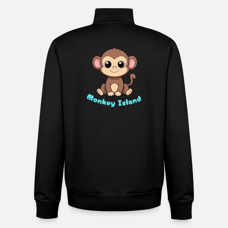 Süßer Affe auf Insel - Unisex Organic Zip Sweatshirt von Stanley/Stella - Schwarz