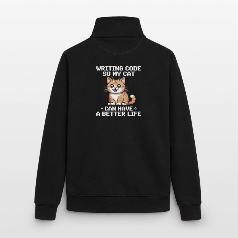 Programming Cat Funny Coding and Cat German Unisex Organic Zip Sweatshirt by Stanley/Stella