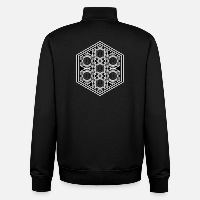 Rave Festival Psytrance Mandala Geometry Pattern - Unisex Organic Zip Sweatshirt by Stanley/Stella - black