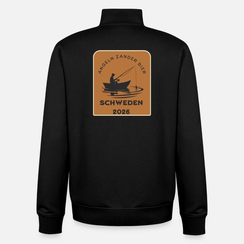 Suède 2026 Pêcheurs en bateau - Sweat zippé unisexe en coton bio Stanley/Stella - noir