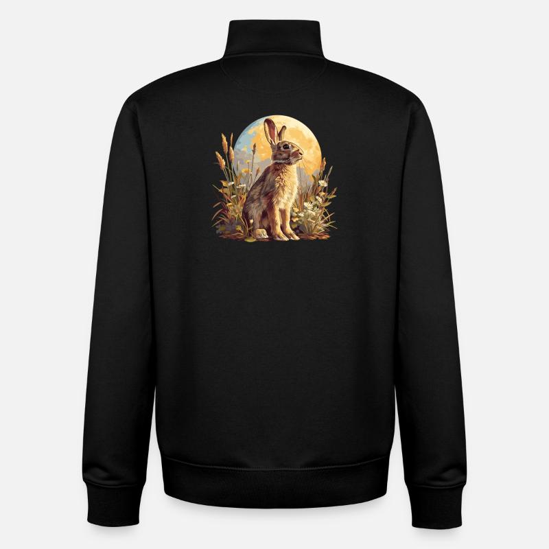 Lapin Lapin - Sweat zippé unisexe en coton bio Stanley/Stella - noir