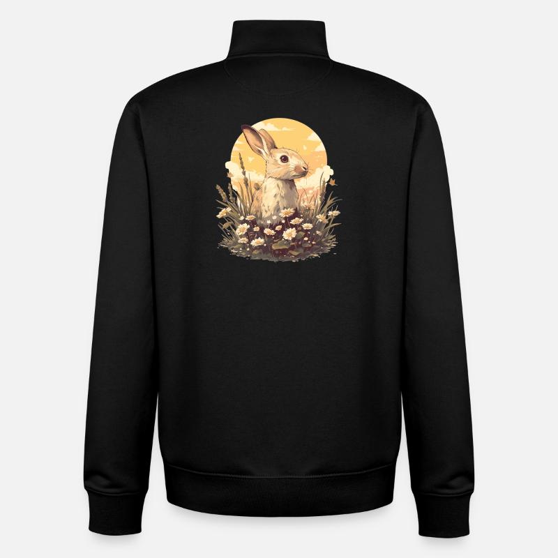 Lapin Lapin - Sweat zippé unisexe en coton bio Stanley/Stella - noir