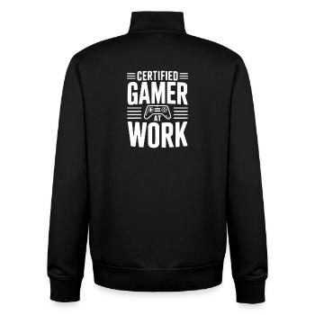 Certified Gamer at Work - Unisex Organic Zip Sweatshirt by Stanley/Stella - black - Back - AI Model Male 185 light (185cm)