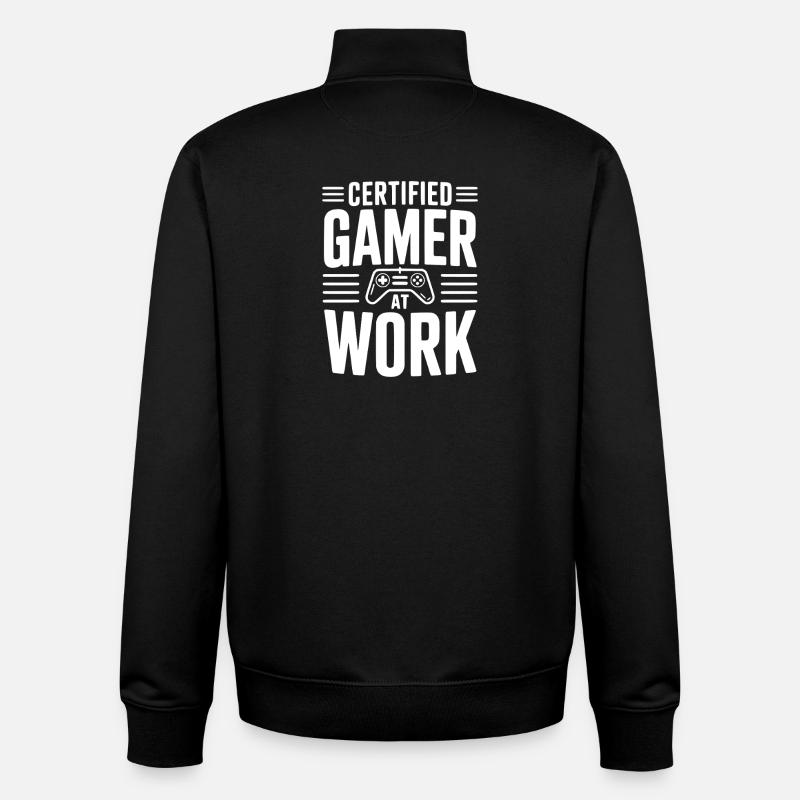 Certified Gamer at Work - Unisex Organic Zip Sweatshirt by Stanley/Stella - black