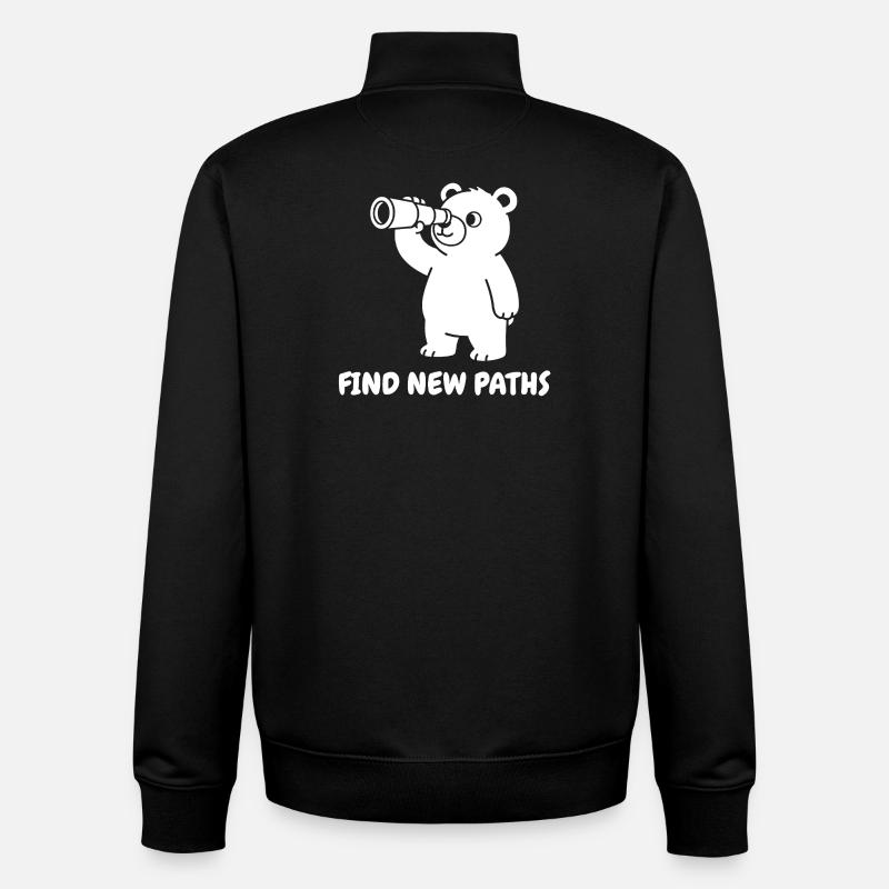 Bär mit Teleskop – Neue Pfade - Unisex Organic Zip Sweatshirt von Stanley/Stella - Schwarz