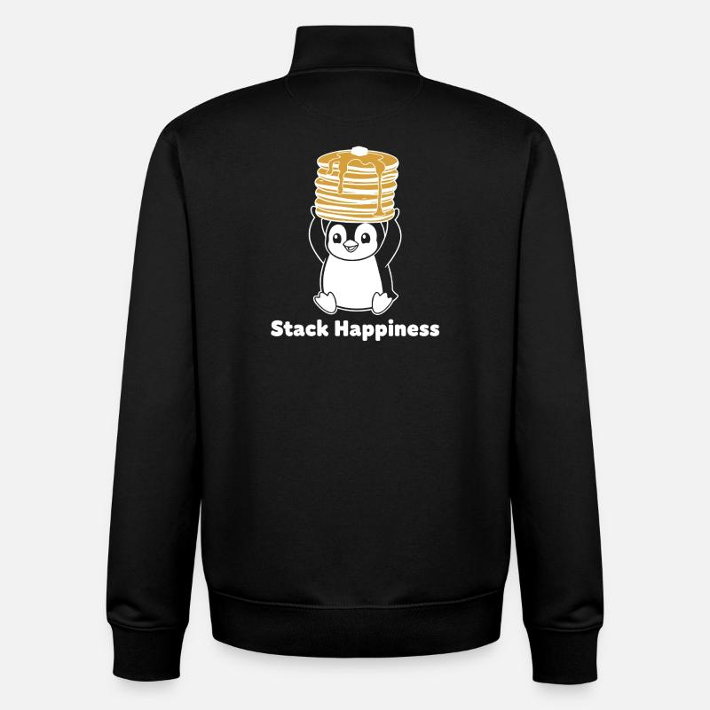 Stack Happiness Penguin - Unisex Organic Zip Sweatshirt by Stanley/Stella - black