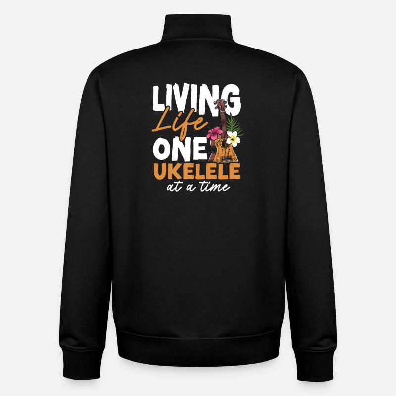 Ukulélé hawaïen Ukulélé Vie - Sweat zippé unisexe en coton bio Stanley/Stella - noir