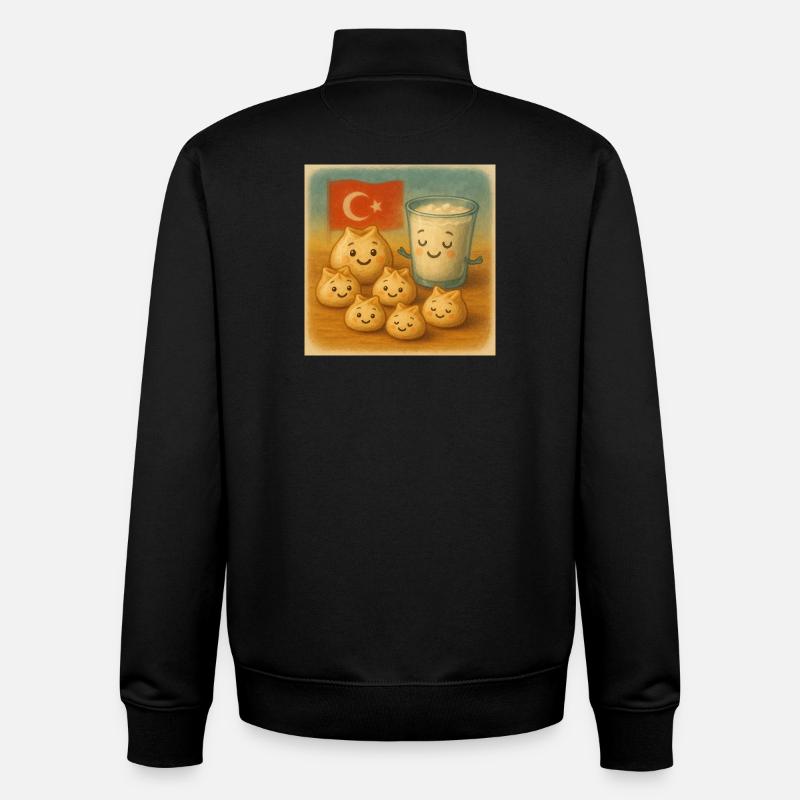 Mantı et Ayran - Sweat zippé unisexe en coton bio Stanley/Stella - noir