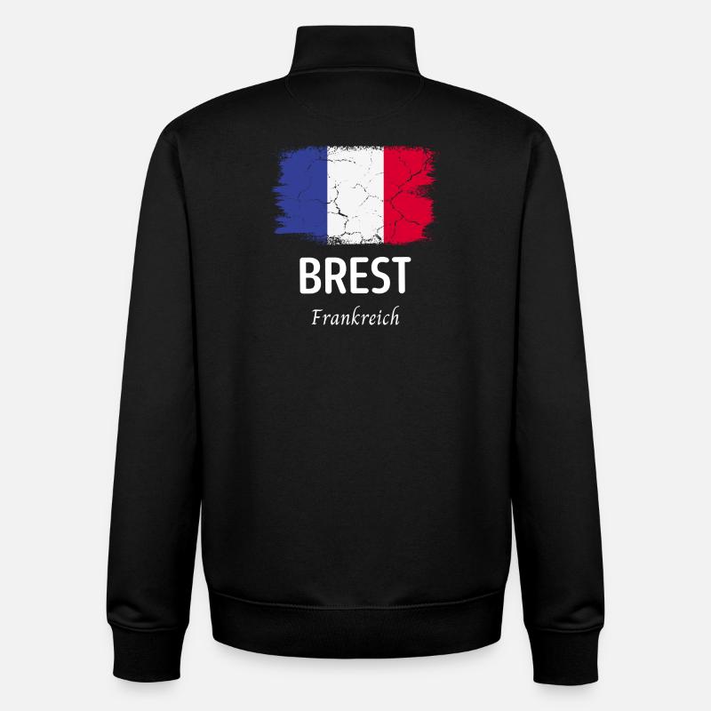 Brest - Sweat zippé unisexe en coton bio Stanley/Stella - noir