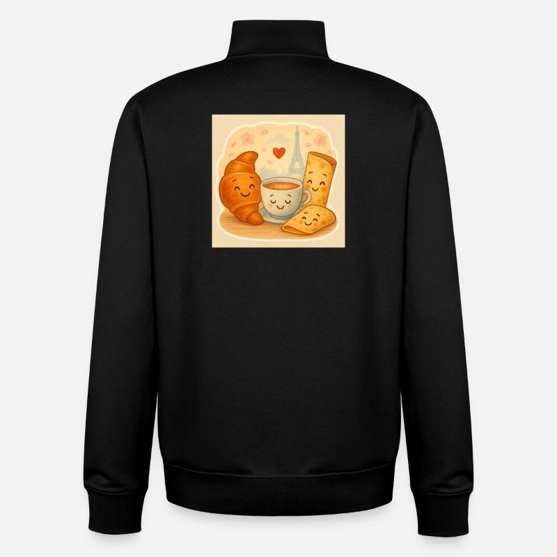 Paris Breakfast Cuddle - Unisex Organic Zip Sweatshirt by Stanley/Stella - black