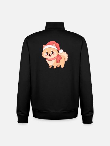 Pomeranian Dog Naughty Christmas - Unisex Organic Zip Sweatshirt by Stanley/Stella - black
