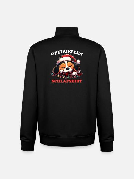 Official Sleep Shirt Christmas Beagle - Unisex Organic Zip Sweatshirt by Stanley/Stella - black