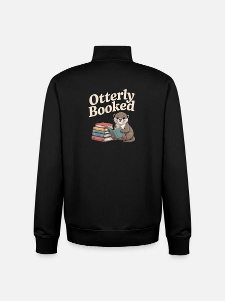 The Reader Otter - Unisex Organic Zip Sweatshirt by Stanley/Stella - black