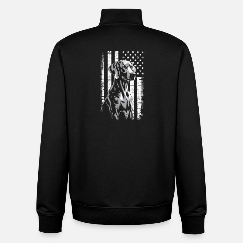 Chien gris avec rayures étoilées - Sweat zippé unisexe en coton bio Stanley/Stella - noir