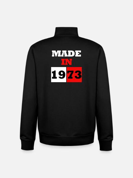 Made in 1973 Retro Birthday Block - Unisex Organic Zip Sweatshirt by Stanley/Stella - black