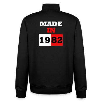 Made In 1982 Birthday - Vintage 80s - Unisex Organic Zip Sweatshirt by Stanley/Stella - black - Back - AI Model Male 185 light (185cm)