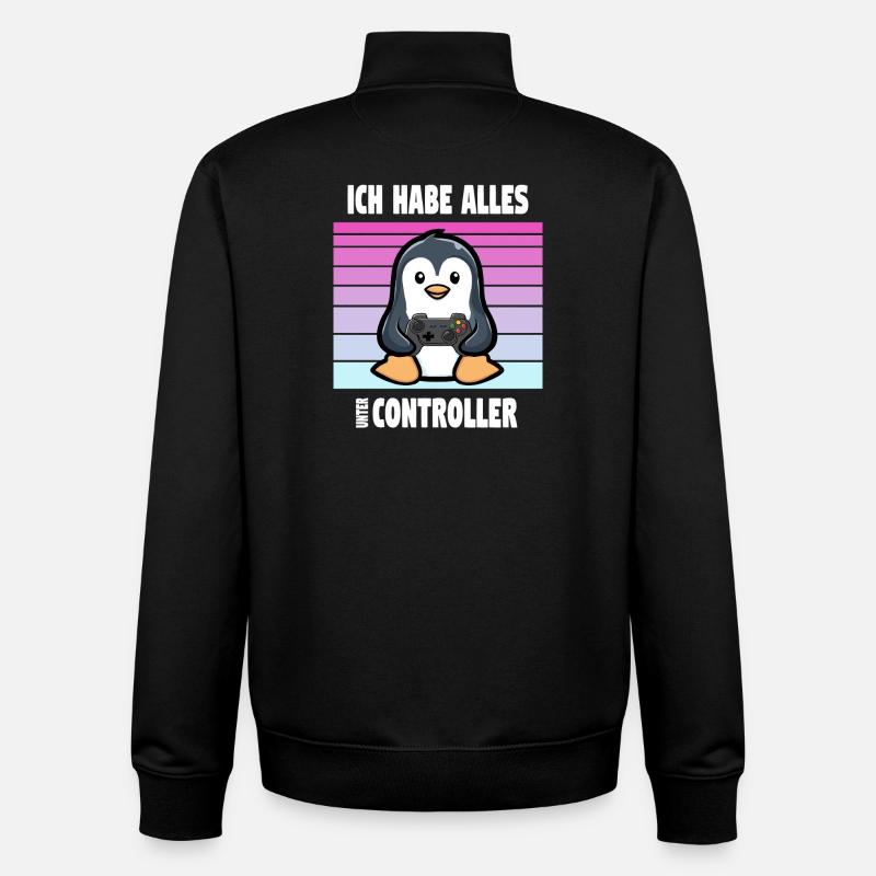 Controller Penguin Gaming - Unisex Organic Zip Sweatshirt by Stanley/Stella - black