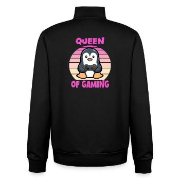 Gaming Wife Queen - Unisex Organic Zip Sweatshirt by Stanley/Stella - black - Back - AI Model Male 185 light (185cm)