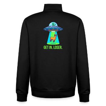 Get In Loser - Lama Alien OVNI drôle - Sweat zippé unisexe en coton bio Stanley/Stella - noir - Dos - AI Model Male 185 light (185cm)