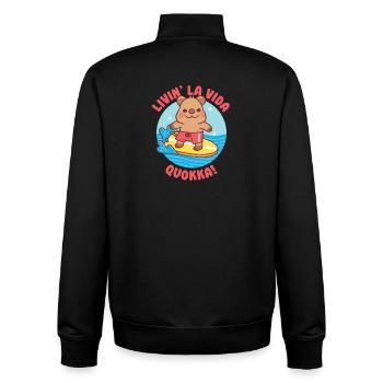 Süßes Surfen quokka Livin la vida quokka lustig - Unisex Organic Zip Sweatshirt von Stanley/Stella - Schwarz - Hinten - AI Model Male 185 light (185cm)
