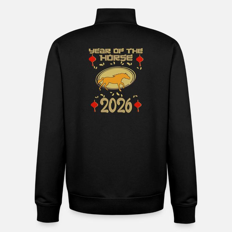 Année du cheval 2026 Zodiaque chinois - Sweat zippé unisexe en coton bio Stanley/Stella - noir