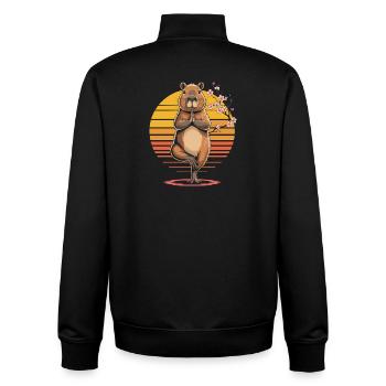 Capybara Yoga Meditation Abendrot - Unisex Organic Zip Sweatshirt von Stanley/Stella - Schwarz - Hinten - AI Model Male 185 light (185cm)