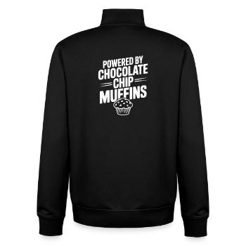 Alimenté par des muffins aux pépites de chocolat - Sweat zippé unisexe en coton bio Stanley/Stella - noir - Dos - AI Model Male 185 light (185cm)