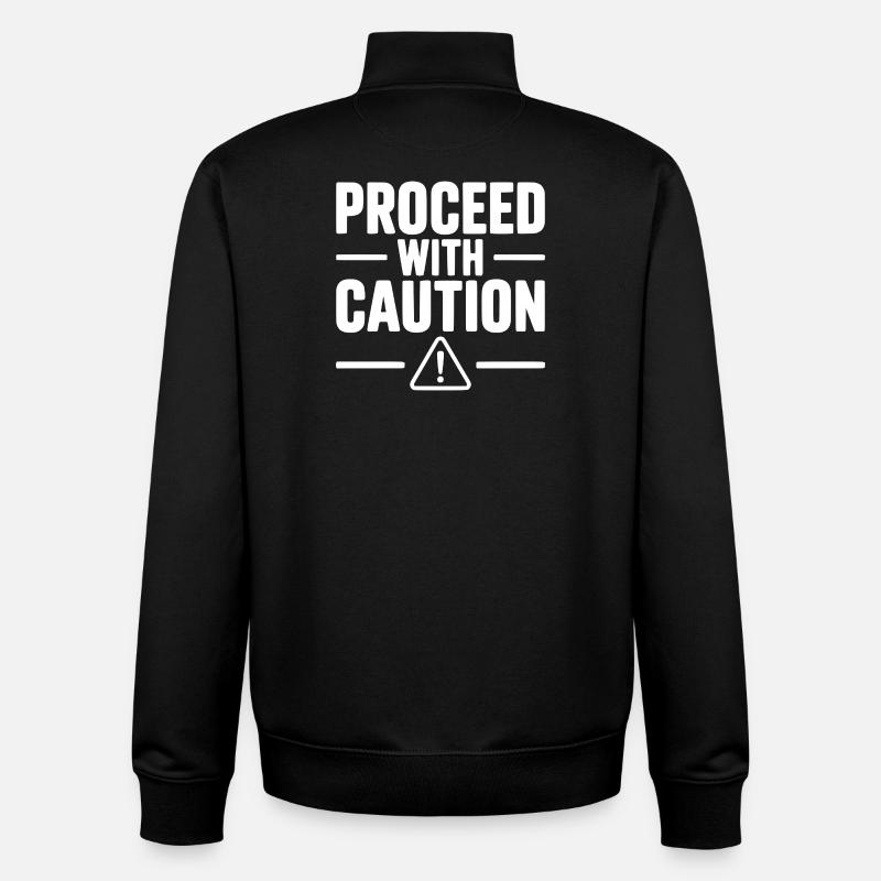 Procédez avec prudence - Sweat zippé unisexe en coton bio Stanley/Stella - noir