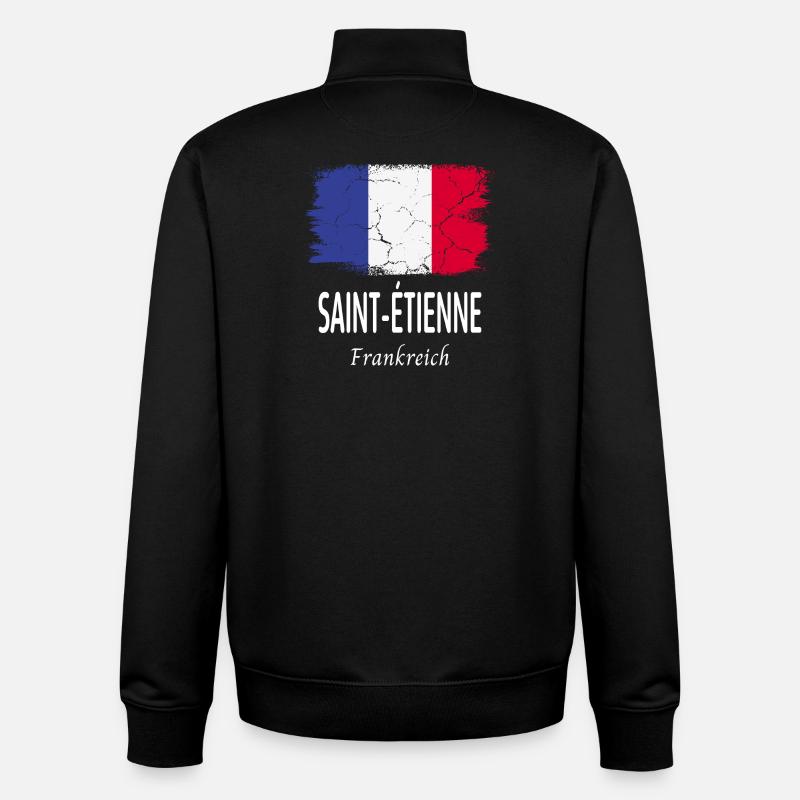 Saint-Étienne - Sweat zippé unisexe en coton bio Stanley/Stella - noir