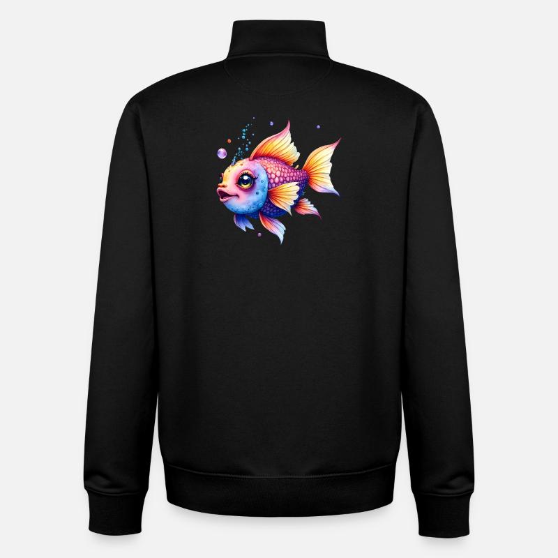 Lebendiger Regenbogenwassermann - Unisex Organic Zip Sweatshirt von Stanley/Stella - Schwarz