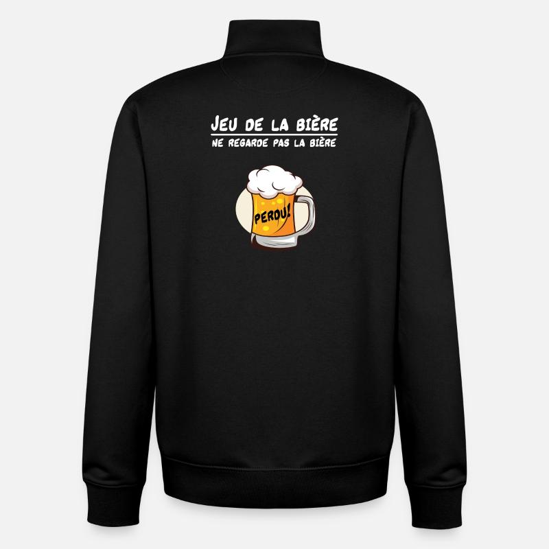 Le jeu de la bière - Sweat zippé unisexe en coton bio Stanley/Stella - noir