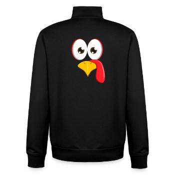 Visage de dinde de dessin animé mignon, drôle Holida de Thanksgiving - Sweat zippé unisexe en coton bio Stanley/Stella - noir - Dos - AI Model Male 185 light (185cm)