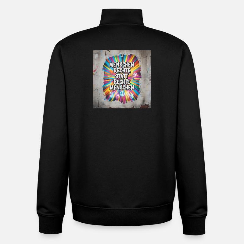 Menschenrechte statt rechte Menschen Statement - Unisex Organic Zip Sweatshirt von Stanley/Stella - Schwarz